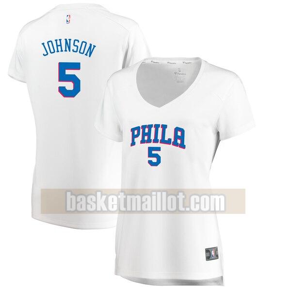 Maillot nba Philadelphia 76ers association edition Femme Amir Johnson 5 Blanc