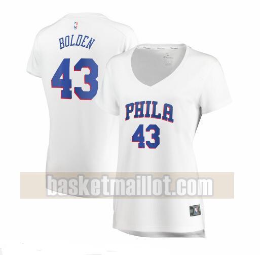 Maillot nba Philadelphia 76ers association edition Femme Jonah Bolden 43 Blanc