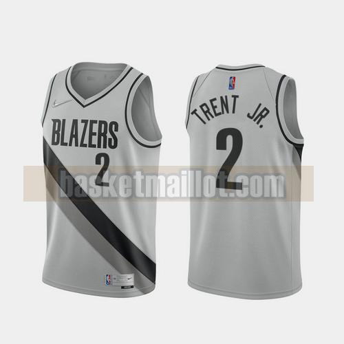Maillot nba Portland Trail Blazers 2020-21 Earned Edition Homme Gary Trent Jr. 2 gris