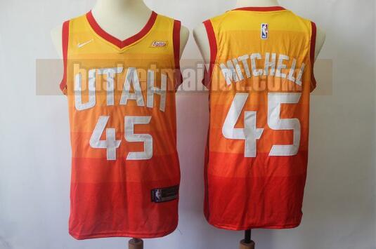 Maillot nba Utah Jazz Basketball Homme Donovan Mitchell 45 Orange