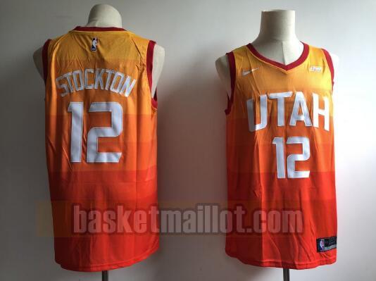 Maillot nba Utah Jazz Basketball Homme John Stockton 12 Orange