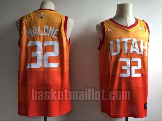 Maillot nba Utah Jazz Basketball Homme Karl Malone 32 Orange