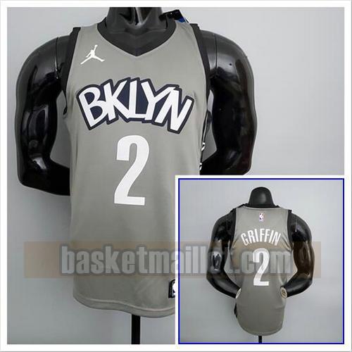 Maillot pas cher nba Brooklyn Nets NBA Homme Griffin 2 Gris