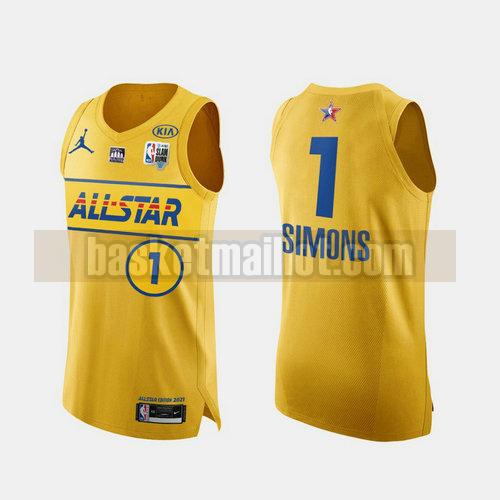 maillot nba All Star 2021 Homme Anfernee Simons Blazers 1 Jaune