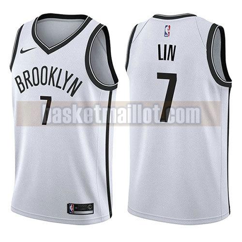 maillot nba brooklyn nets association 2017-18 homme Jeremy Lin 7 blanc