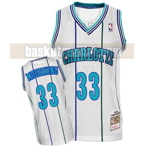 maillot nba charlotte hornets rétro homme Alonzo Mourning 33 blanc