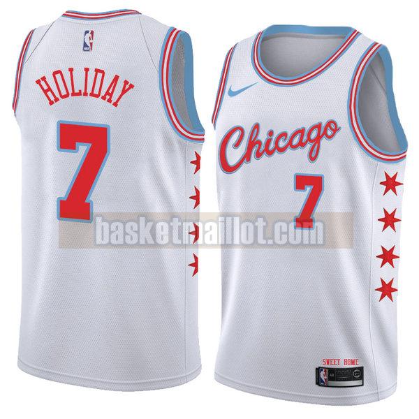 maillot nba chicago bulls ville 2018 homme Justin Holiday 7 blanc