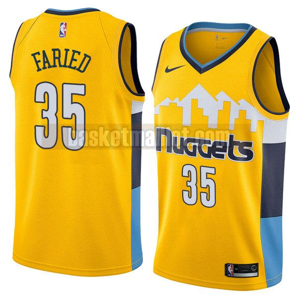 maillot nba denver nuggets déclaration 2018 homme Kenneth Faried 35 jaune