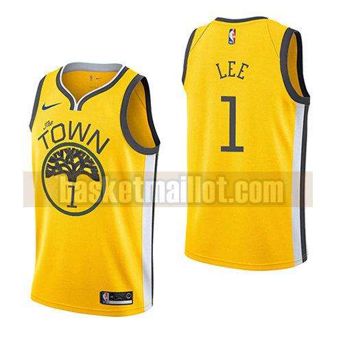 maillot nba golden state warriors earned 2018-19 homme Damion Lee 1 jaune