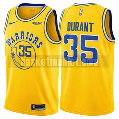 maillot nba golden state warriors hardwood classic 2018 homme Kevin Durant 35 jaune