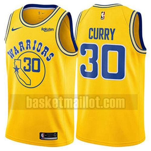 maillot nba golden state warriors hardwood classic 2018 homme Stephen Curry 30 jaune