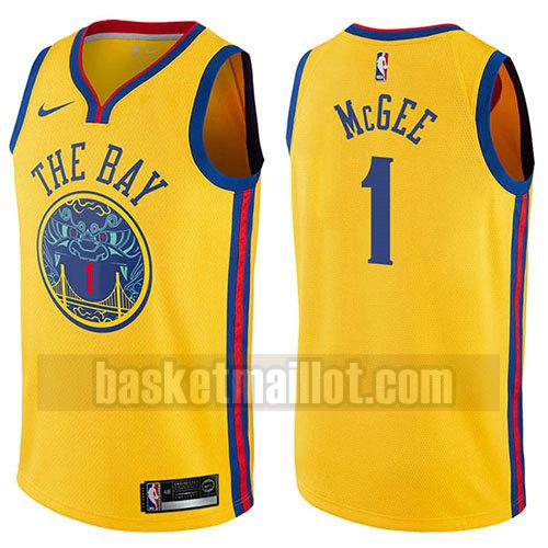 maillot nba golden state warriors patrimoine chinois ville 2017-18 homme Javale Mcgee 1 jaune