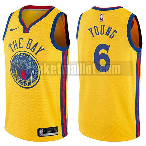 maillot nba golden state warriors patrimoine chinois ville 2017-18 homme Nick Young 6 jaune