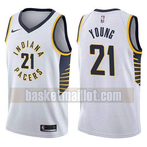 maillot nba indiana pacers association 2017-18 homme Thaddeus Young 21 blanc