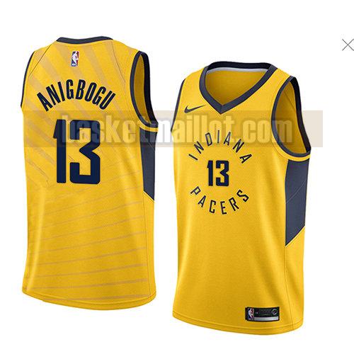 maillot nba indiana pacers déclaration 2018 homme Ike Anigbogu 13 jaune