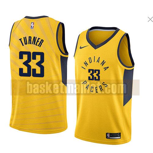 maillot nba indiana pacers déclaration 2018 homme Myles Turner 33 jaune