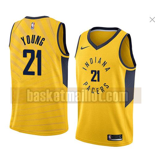 maillot nba indiana pacers déclaration 2018 homme Thaddeus Young 21 jaune