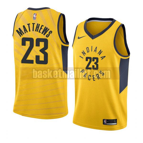 maillot nba indiana pacers déclaration 2018 homme Wesley Matthews 23 jaune