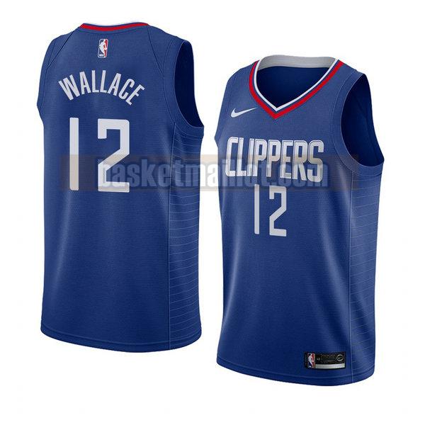 maillot nba los angeles clippers icône 2018 homme Tyrone Wallace 12 bleu