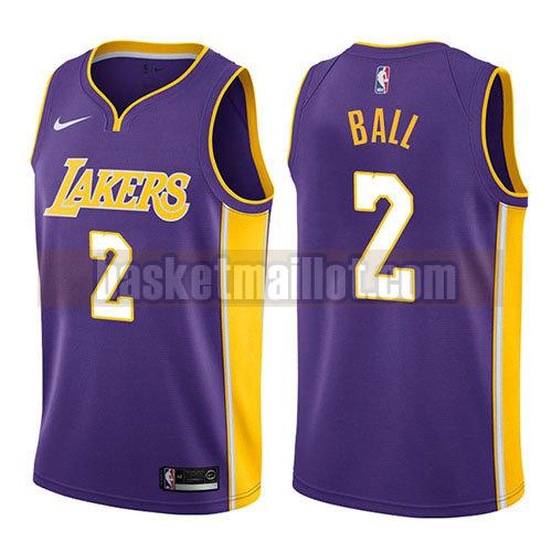 maillot nba los angeles lakers 2017-18 homme Lonzo Ball 2 pourpre