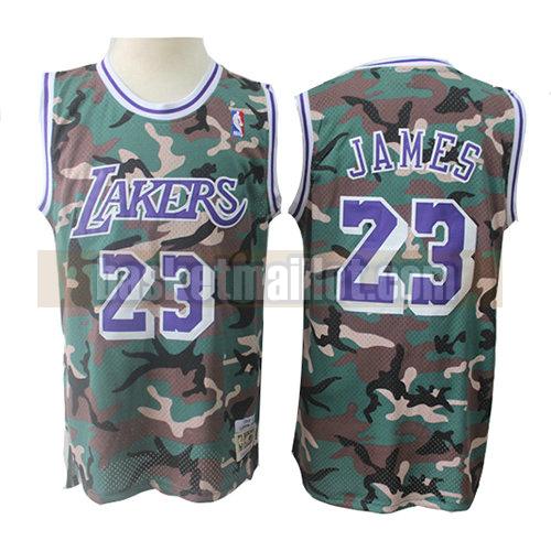 maillot nba los angeles lakers camouflage homme Lebron James 23 verde