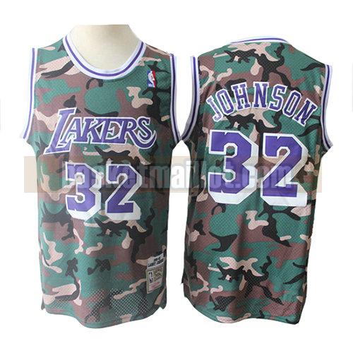 maillot nba los angeles lakers camouflage homme Magic Johnson 32 verde