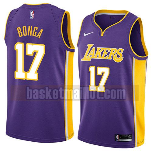 maillot nba los angeles lakers déclaration 2018 homme Isaac Bonga 17 pourpre