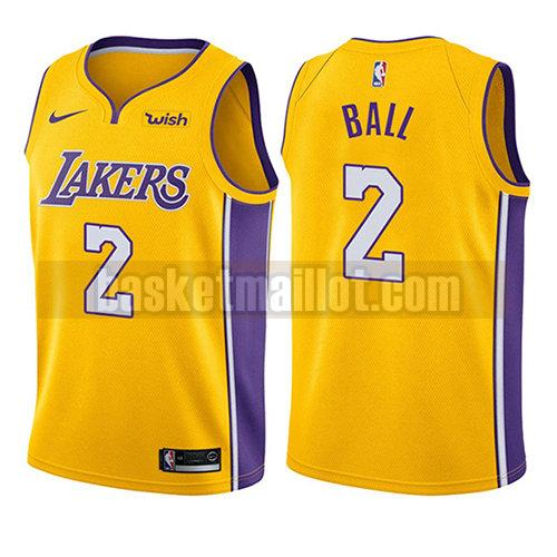 maillot nba los angeles lakers icône 2017-18 enfant Lonzo Ball 2 d'or
