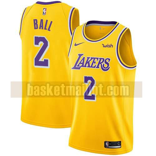 maillot nba los angeles lakers icône 2018 homme Lonzo Ball 2 jaune
