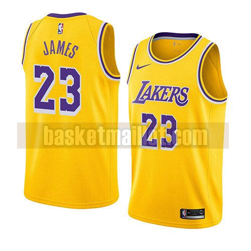 maillot nba los angeles lakers icône homme Lebron James 23 jaune