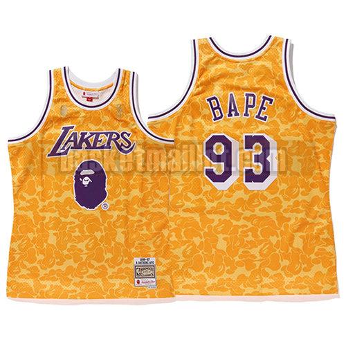 maillot nba los angeles lakers mitchell & ness homme Bape 93 jaune