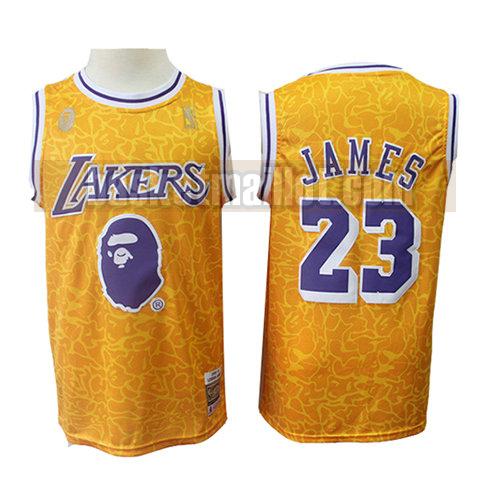 maillot nba los angeles lakers mitchell & ness homme Lebron James 23 jaune