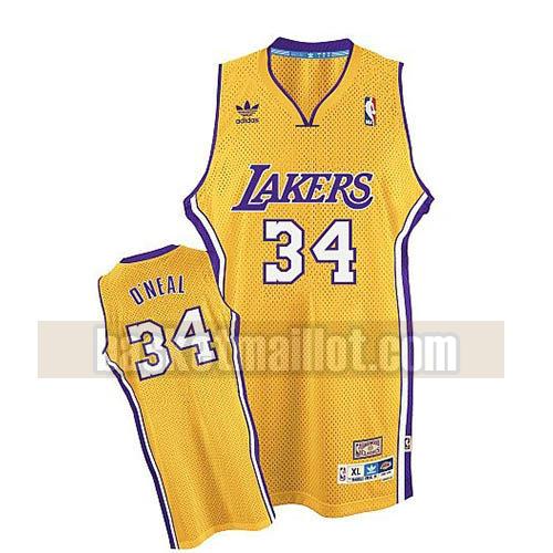 maillot nba los angeles lakers rétro homme Shaquille O'Neal 34 jaune