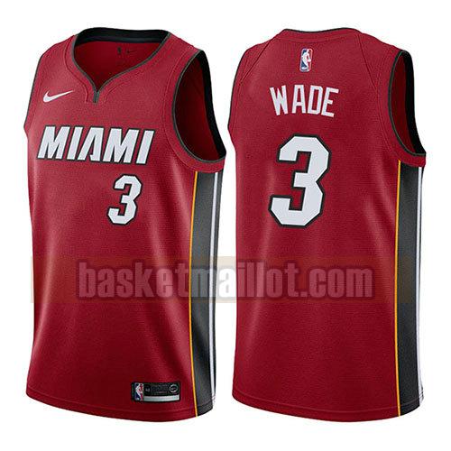 maillot nba miami heat déclaration 2017-18 homme Dwyane Wade 3 rouge