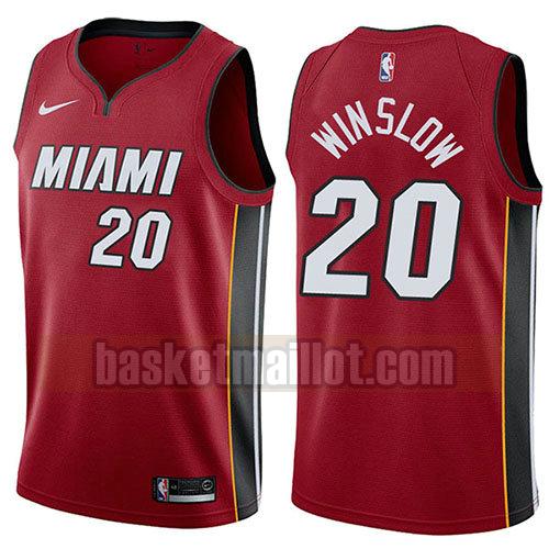 maillot nba miami heat déclaration 2017-18 homme Justise Winslow 20 rouge