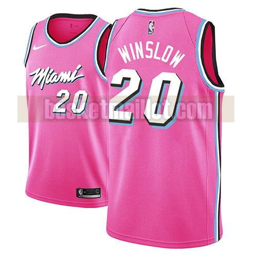 maillot nba miami heat earned 2018-19 homme Justise Winslow 20 rosa