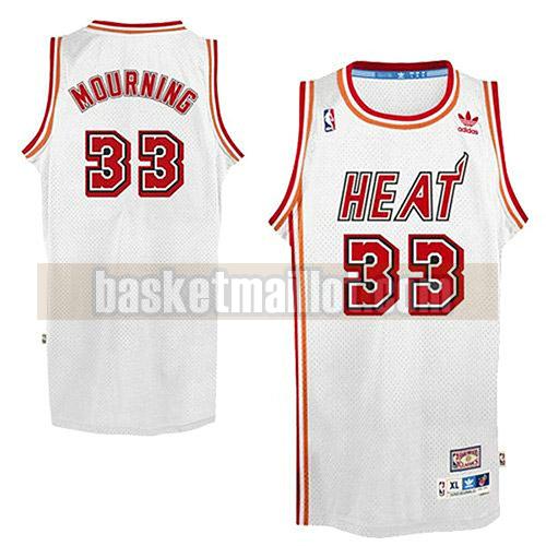 maillot nba miami heat rétro homme Alonzo Mourning 33 blanc