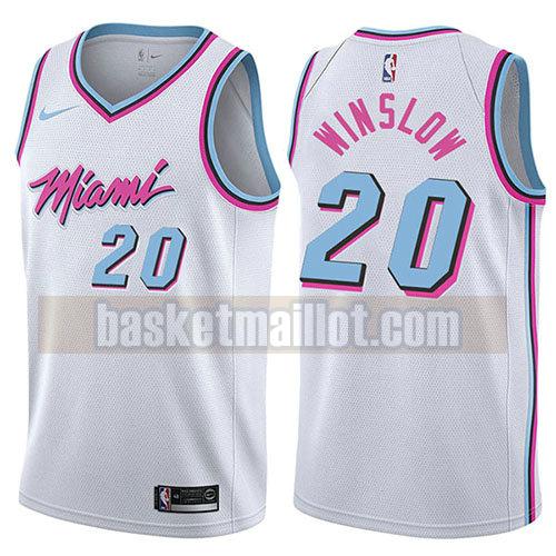 maillot nba miami heat ville 2017-18 homme Justise Winslow 20 blanc