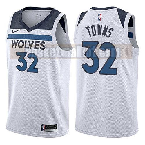 maillot nba minnesota timberwolves 2017-18 homme Karl-Anthony Towns 32 blanc