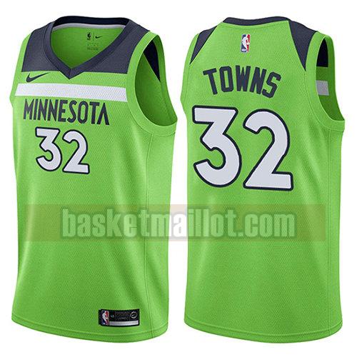 maillot nba minnesota timberwolves déclaration 2017-18 homme Karl-Anthony Towns 32 verde