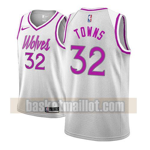 maillot nba minnesota timberwolves earned 2018-19 homme Karl Anthony Towns 32 gris