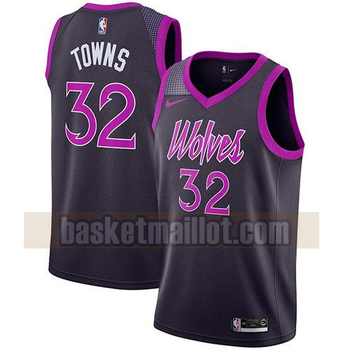 maillot nba minnesota timberwolves ville 2018-19 homme Karl-Anthony Towns 32 pourpre
