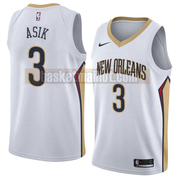 maillot nba new orleans pelicans association 2018 homme Omer Asik 3 blanc