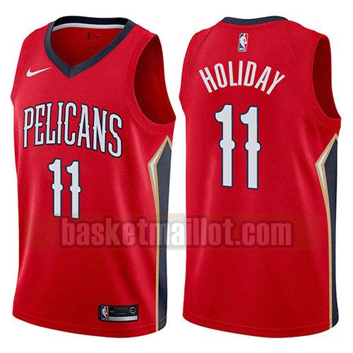 maillot nba new orleans pelicans déclaration 2017-18 homme Jrue Holiday 11 rouge
