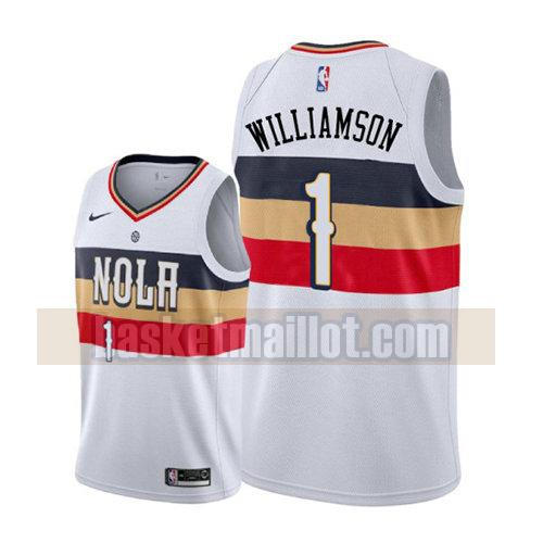 maillot nba new orleans pelicans earned 2019-20 homme Zion Williamson 1 blanc