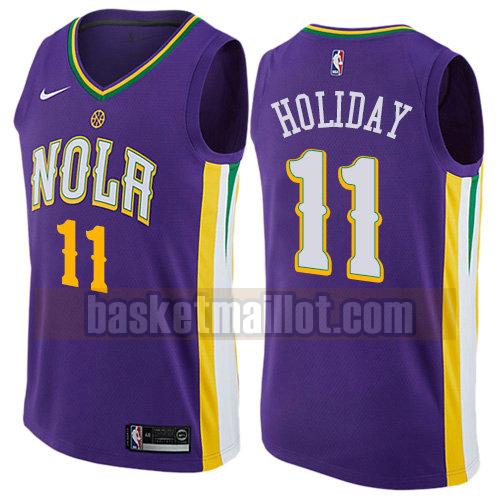 maillot nba new orleans pelicans ville 2017-18 homme Holiday 11 pourpre