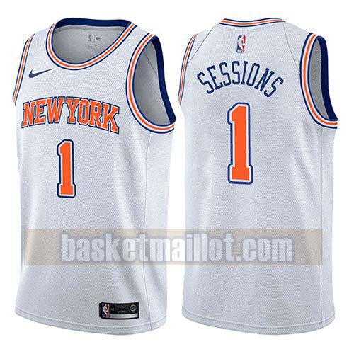 maillot nba new york knicks déclaration 2017-18 homme Ramon Sessions 1 blanc
