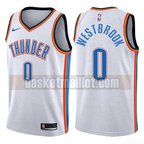 maillot nba oklahoma city thunder 2017-18 homme Russell Westbrook 0 blanc