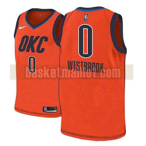 maillot nba oklahoma city thunder earned 2018-19 homme Russell Westbrook 0 orange