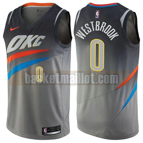maillot nba oklahoma city thunder ville homme Russell Westbrook 0 gris